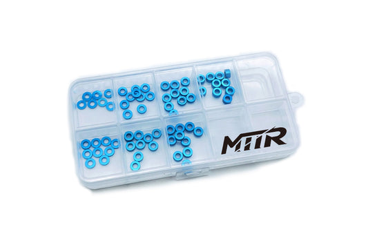 Aluminum M3 Shim Set0.25 ,0.5,1.0,1.5,2.0,2.5,3.0mm Each 10pcs.blue with FREE box