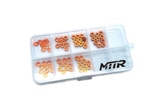 Aluminum M3 Shim Set0.25, 0.5,1.0,1.5,2.0,2.5,3.0mm Each 10pcs.orange with FREE box